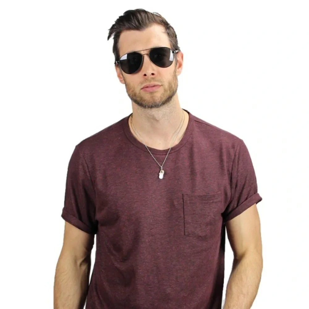 Mens Brown Metal Frame Aviator Sunglasses Polarized Lenses New with Case